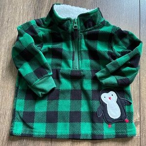 CARTER’S CHILD OF MINE GREEN AND BLACK PLAID PULLOVER